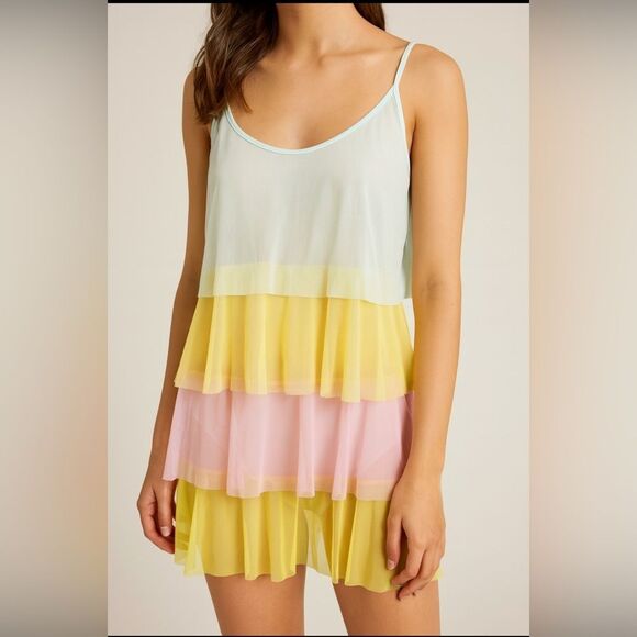Noblesse Oblige Other - NWT Noblesse Oblige Pastel Tiered Mesh Nightgown Slip Dress Sheer Ruffle L